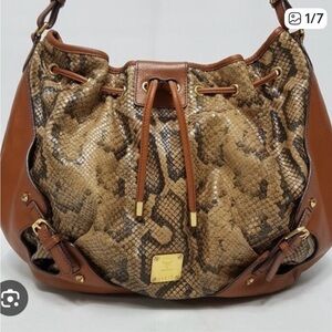MCM Snake Print Leather Hobo Bag magnetic closure no MCM dustbag